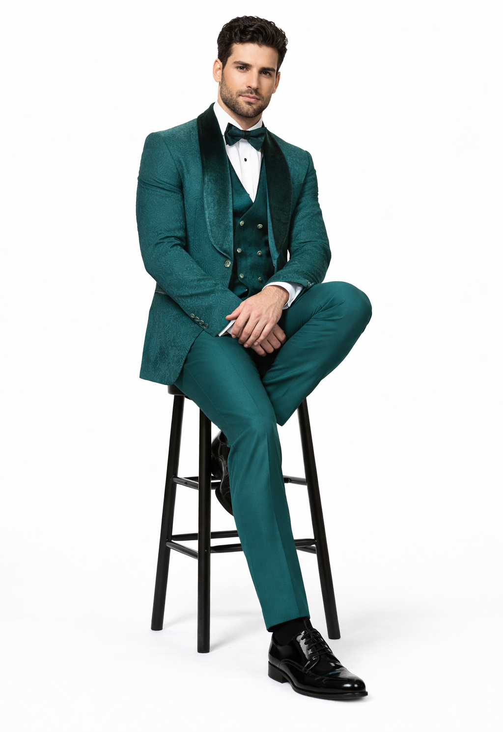 Single Breasted Suit - Hunter Wedding Tuxedo - 38 Short Jacket+32 Waist Adjustable 28to34)(Height: 5’4”to5’7”)(Neck 15-16.5)S-M)