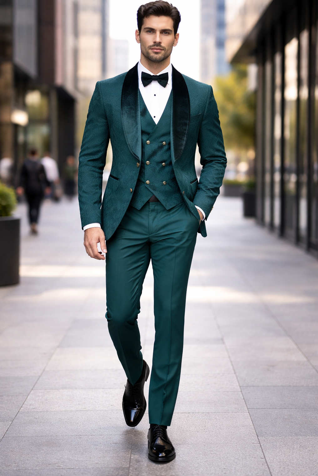 Single Breasted Suit - Hunter Wedding Tuxedo - 38 Short Jacket+32 Waist Adjustable 28to34)(Height: 5’4”to5’7”)(Neck 15-16.5)S-M)