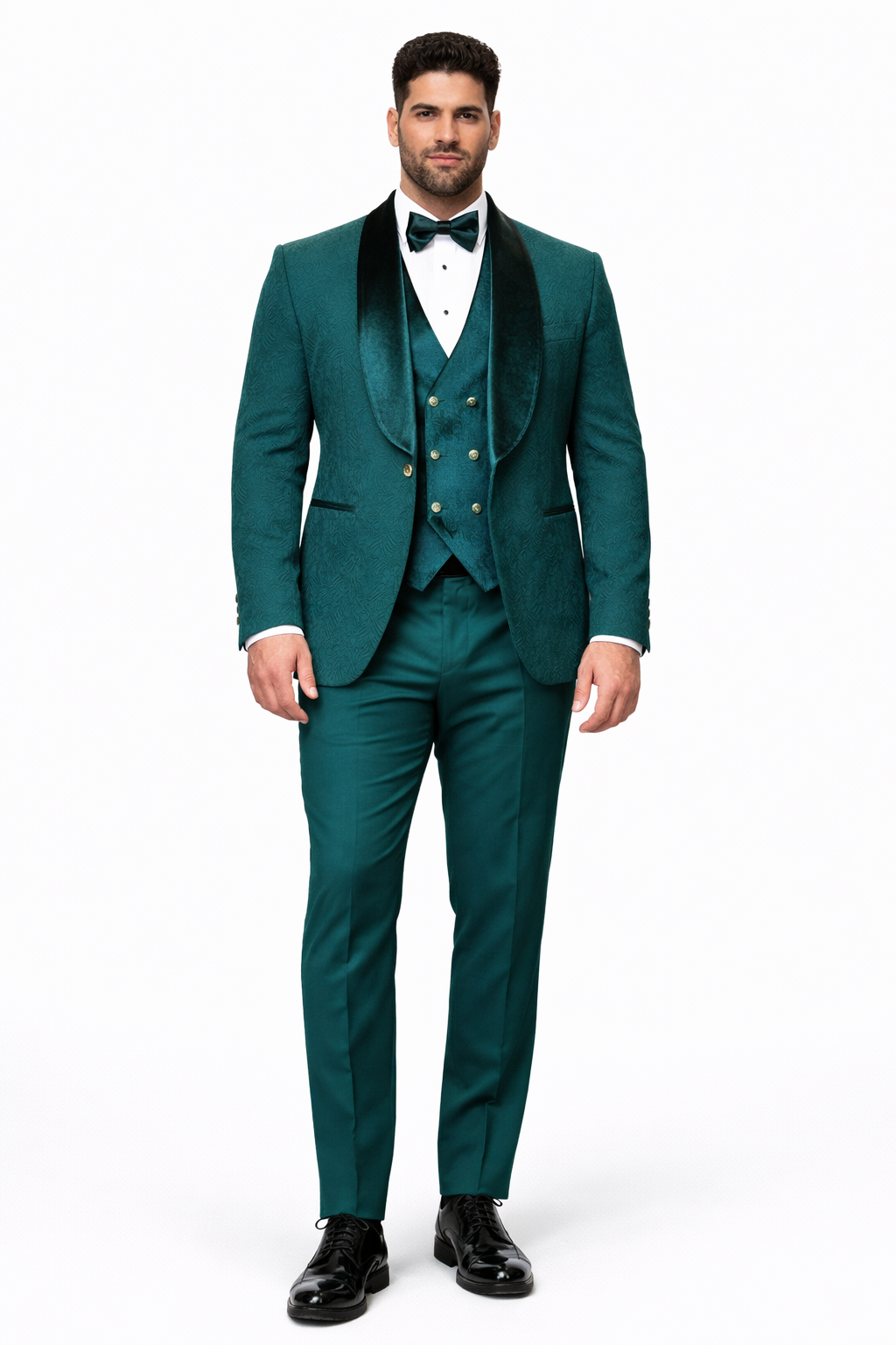 Single Breasted Suit - Hunter Wedding Tuxedo - 38 Short Jacket+32 Waist Adjustable 28to34)(Height: 5’4”to5’7”)(Neck 15-16.5)S-M)