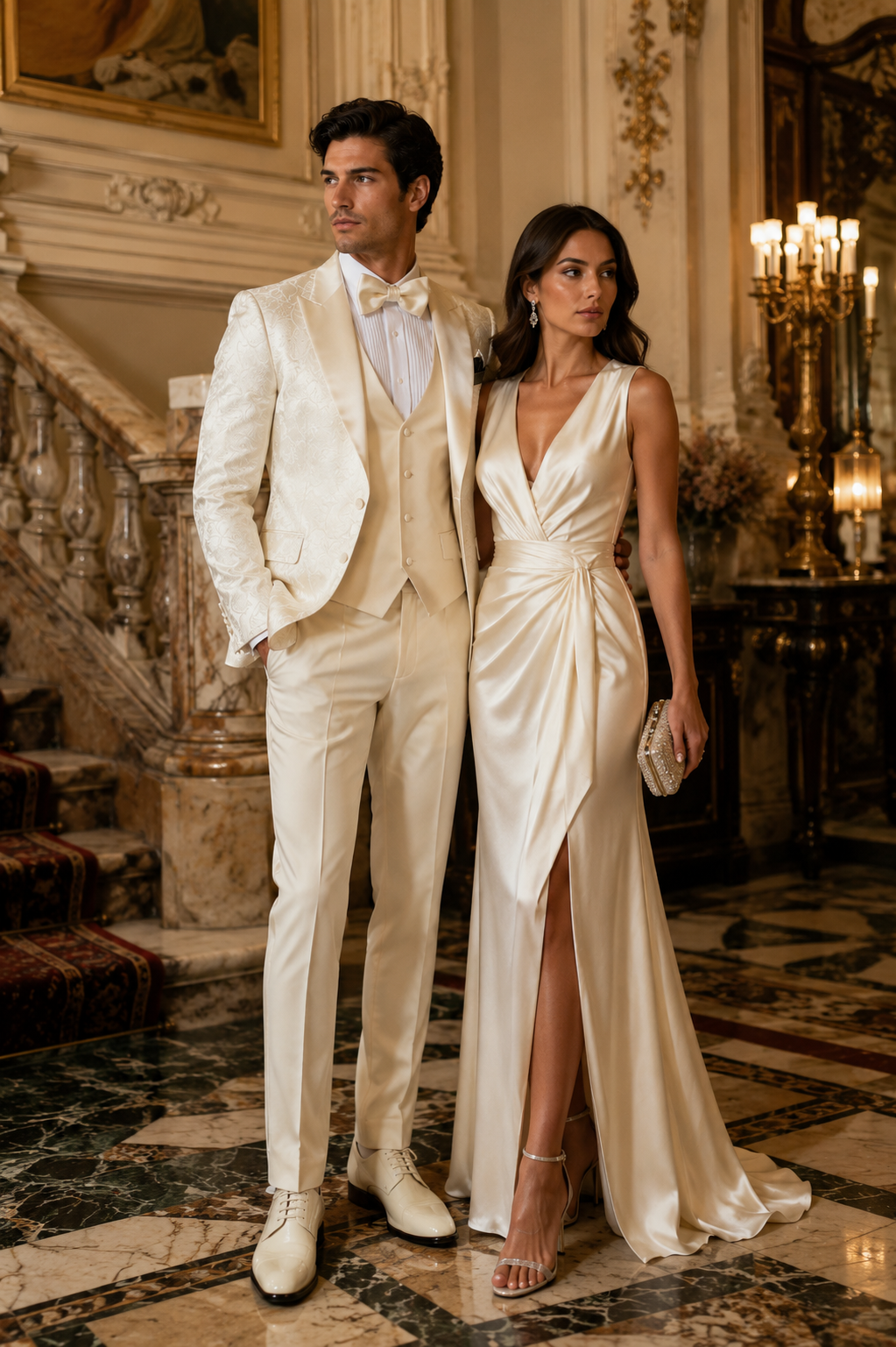 SKU#JA61572 Cream Suit - Ivory Tuxedo - Off White Paisley Suit - Floral Tuxedo - Wedding Tuxedo