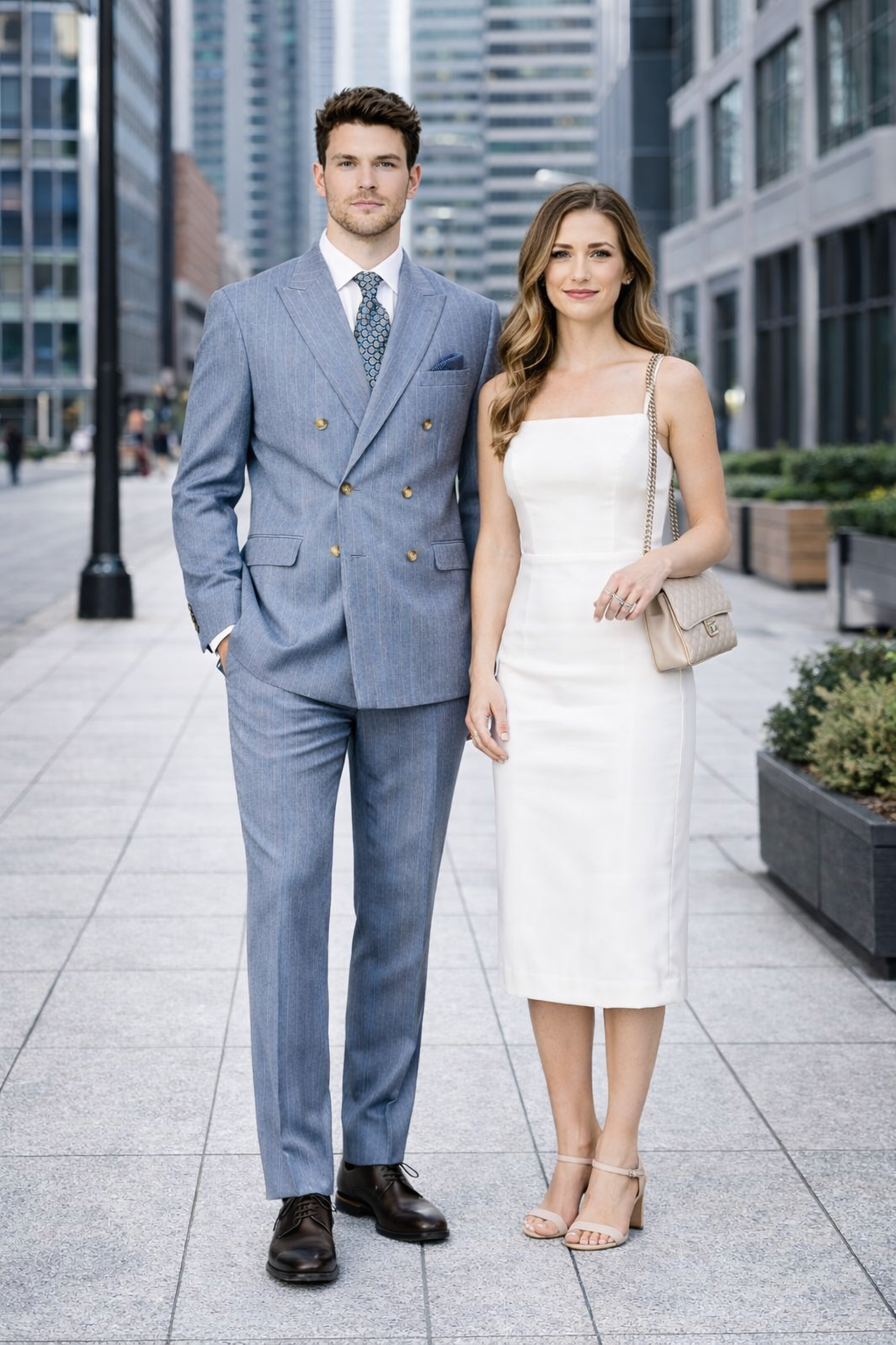 Sky Blue Stripe - Double Breasted Pinstripe Suit-New Designer Collection - 38 Short Jacket+32 Waist Adjustable 28to34)(Height: 5 4 to5 7 )(Neck  15-16.5)S-M)