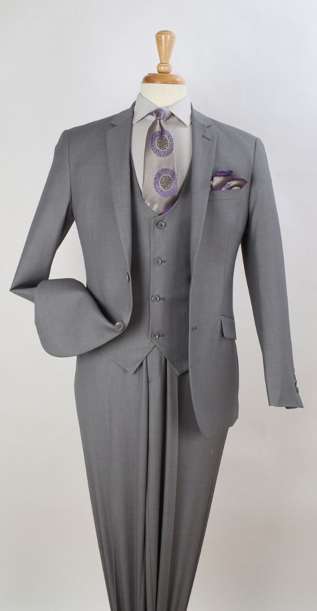 Royal Diamond Slim Fit 3 Piece Fashion Suit Low Cut Vest for Men