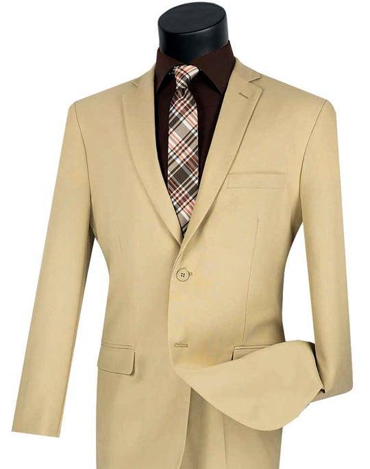 Slim Fit 2 Piece Suit, Beige - 36 Short  - 30 Waist