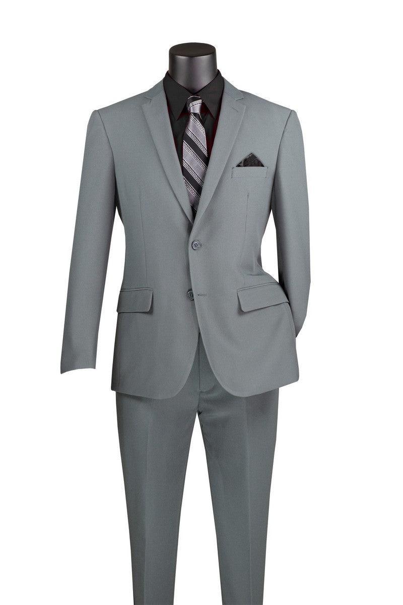 Slim Fit 2 Piece Suit Color Medium Grey - 36 Short  - 30 Waist