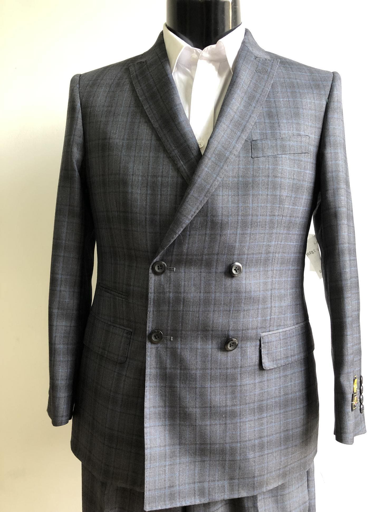 Slim Fit Double Breasted suit - Grey - Grey