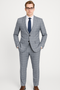 Gray Groomsmen Suits Mens Slim Fit Window Pane Suit Grey
