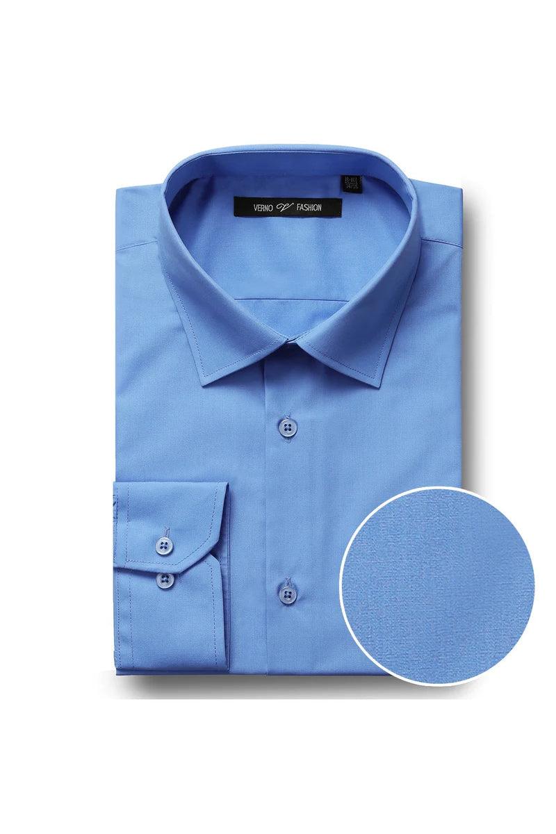 Slim Fit Light Blue Dress Shirt Spread Collar Chic - Light Blue