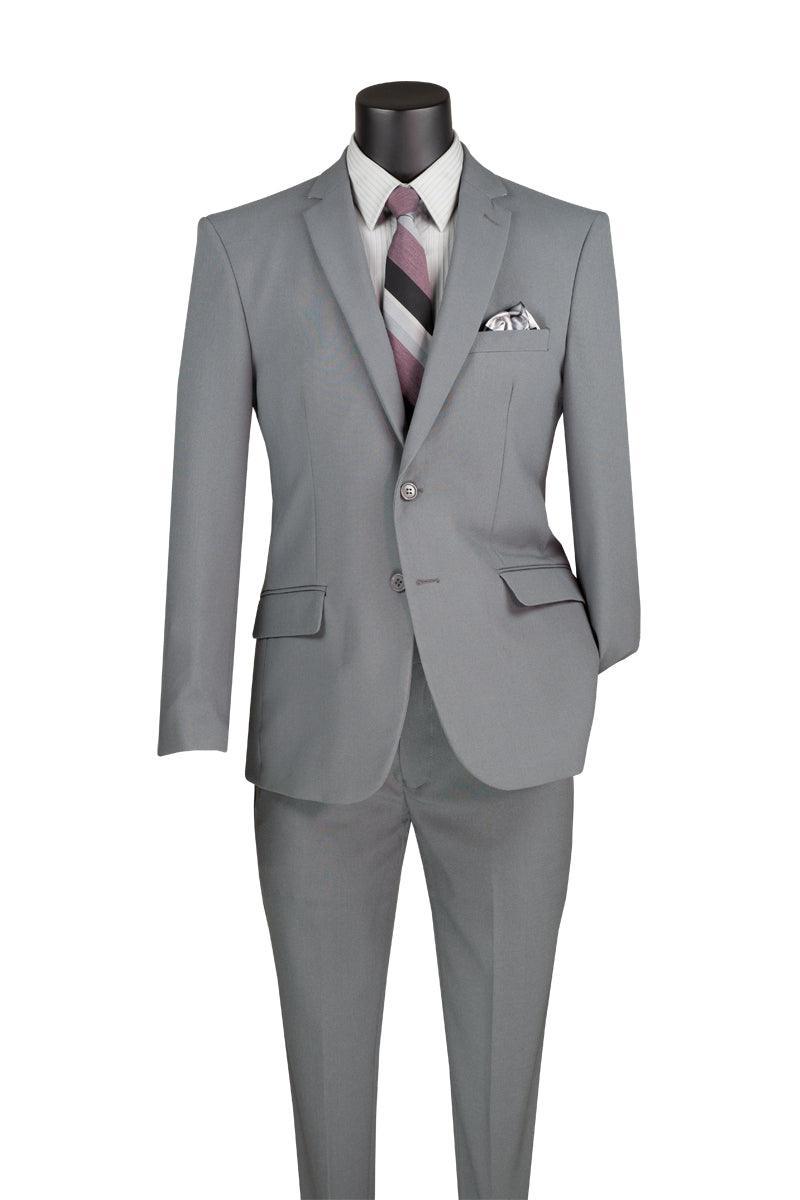 Slim Fit Suit 2 Piece Color Grey - 36 Short  - 30 Waist