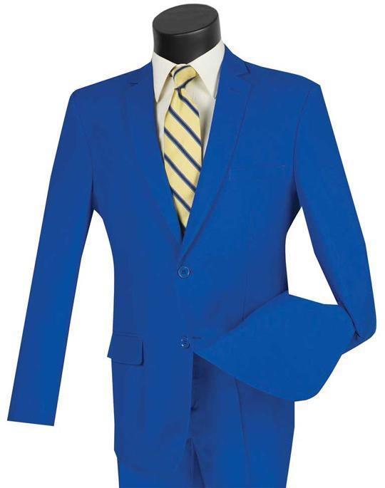 Slim Fit Suit 2 Piece Color Royal - 36 Short  - 30 Waist