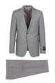 Tiglio Italian Suit - Real Wool Fabric Super 150's Porto Heather Gray, Slim Fit Suit in Color Gray