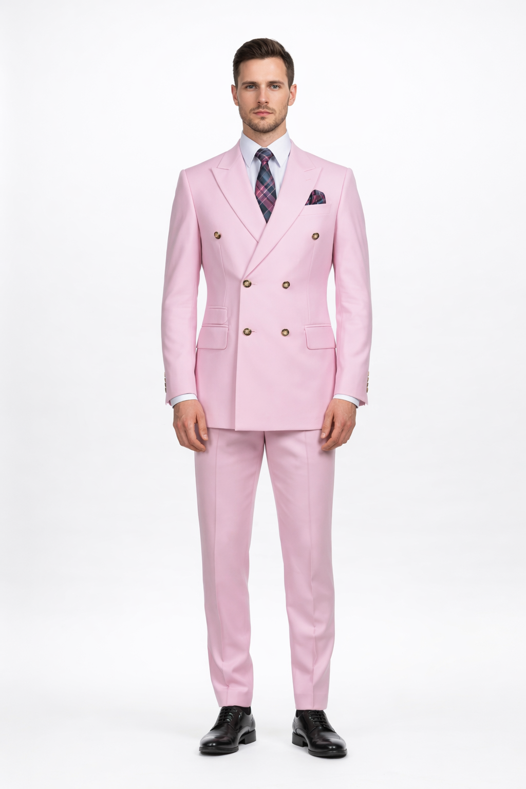 Slim Fitted Cut Mens Double Breasted Blazer - Light Pink Double Breasted Sport Coat - 34 Short or Extra Small