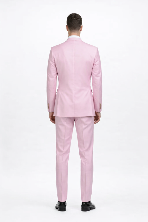 Slim Fitted Cut Mens Double Breasted Blazer - Light Pink Double Breasted Sport Coat