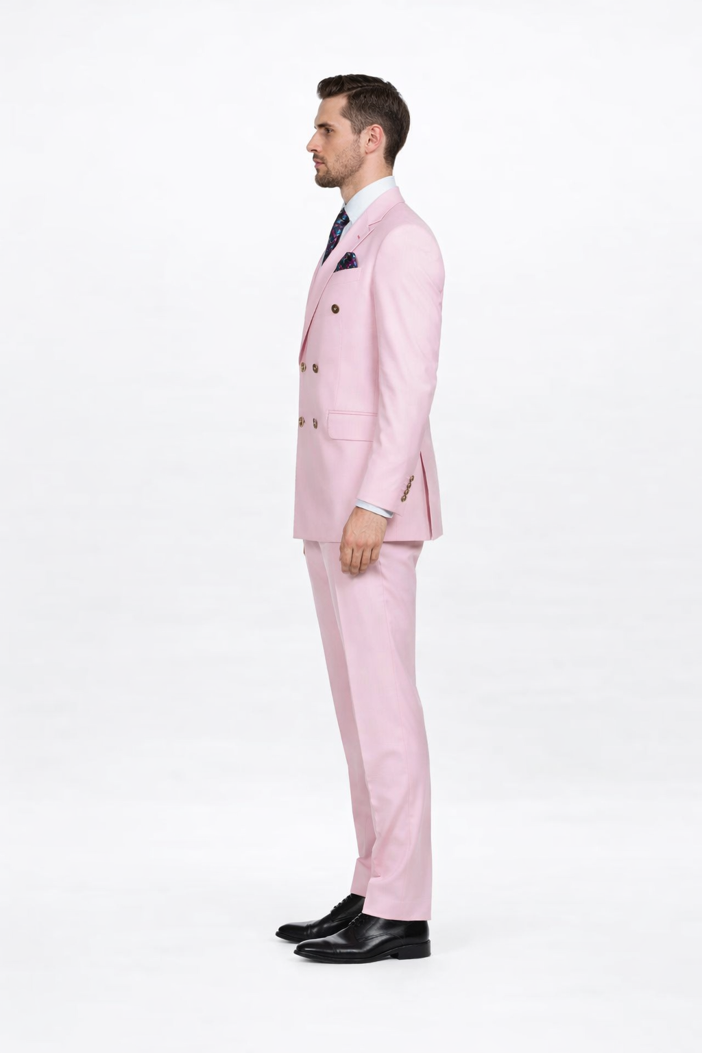 Slim Fitted Cut Mens Double Breasted Blazer - Light Pink Double Breasted Sport Coat