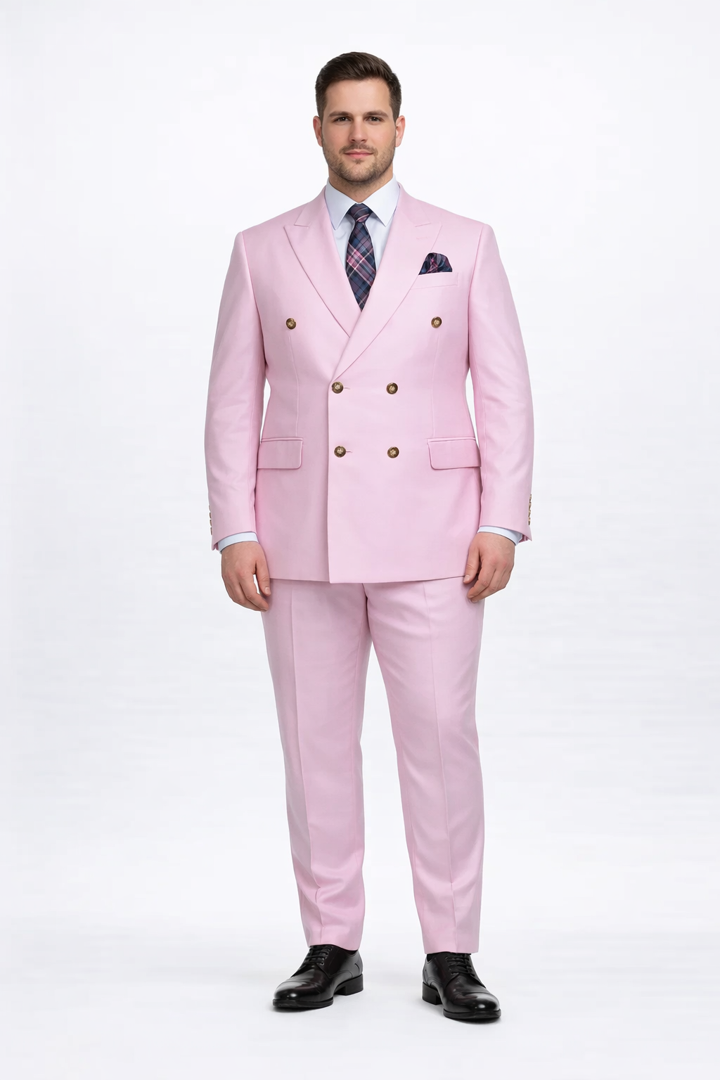 Slim Fitted Cut Mens Double Breasted Blazer - Light Pink Double Breasted Sport Coat - 34 Short or Extra Small