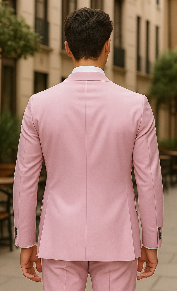 Slim Fitted Cut Mens Double Breasted Blazer - Light Pink Double Breasted Sport Coat - 34 Short or Extra Small