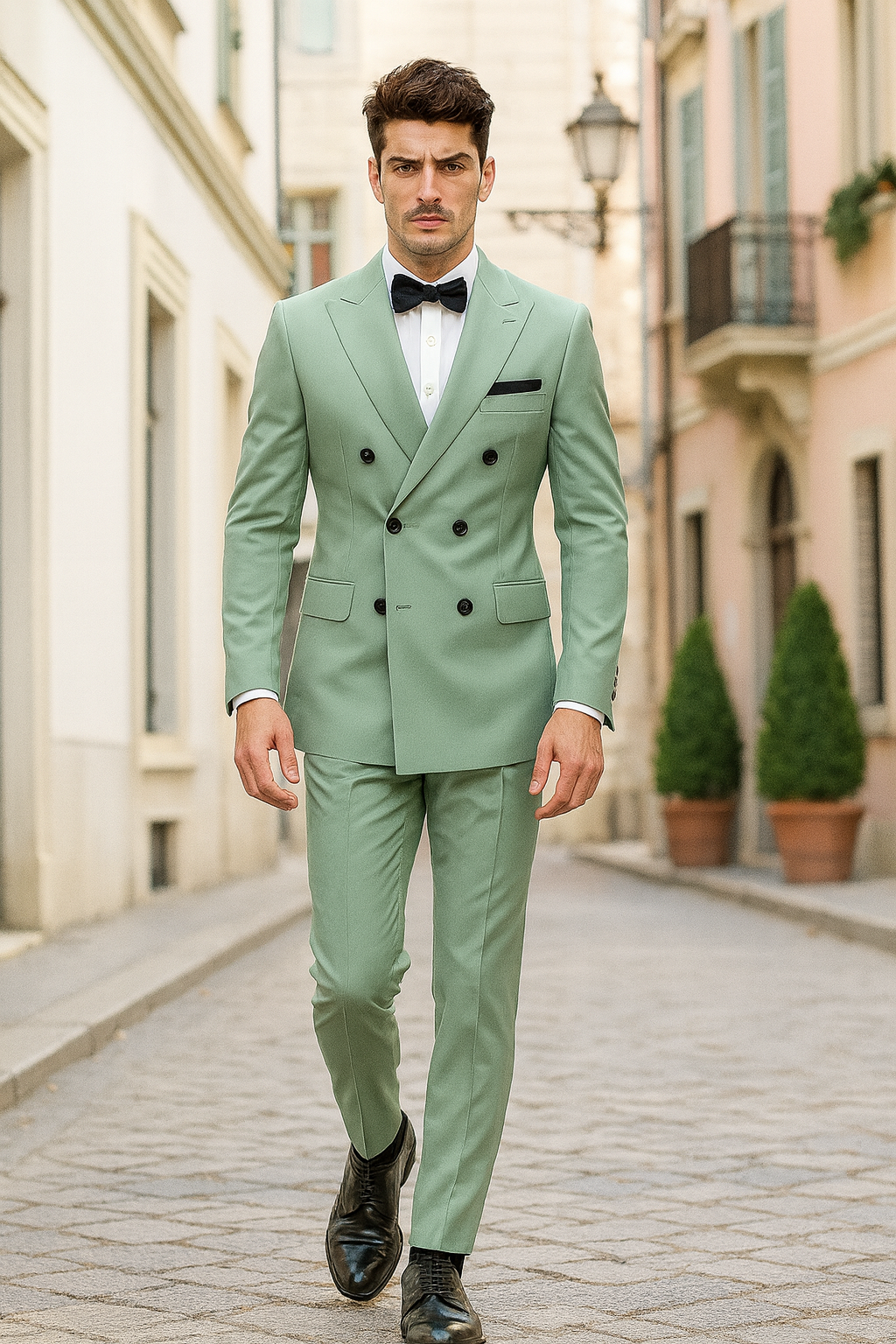 Mens Sage Green Double Breasted Suit - 34 Short or Extra Small