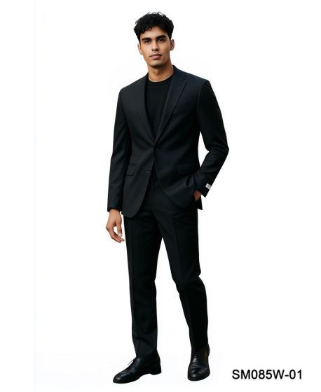 Stacy Adams Men's 2 Piece Modern Fit Suit - Solid Colors - 38R