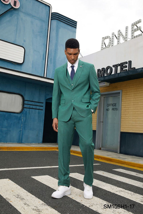 Stacy Adams Men's Hybrid Suit - Solid Texture, 3 Piece blue