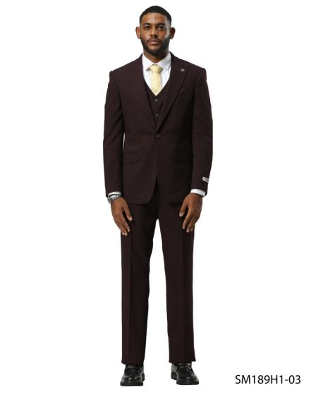 Stacy Adams Men's 3 Piece Hybrid Fit Suit - Tattersall Pattern - 38R