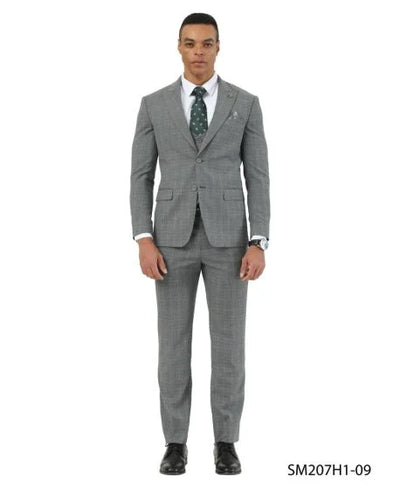 Stacy Adams Men's 3 Piece Hybrid Fit Suit - Textured Glen Check