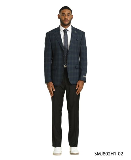 Stacy Adams Men’s Glen Plaid Hybrid Fit Sport Coat, Business Casual Blazer in Navy, Burgundy and Blue