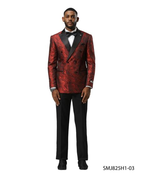 Stacy Adams Men’s High Fashion Pattern Sport Coat, Hybrid Fit Formal Blazer in Bronze, Silver, Red and Purple