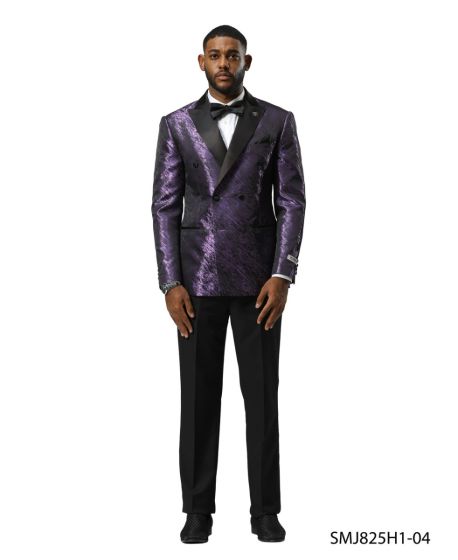 Stacy Adams Men’s High Fashion Pattern Sport Coat, Hybrid Fit Formal Blazer in Bronze, Silver, Red and Purple