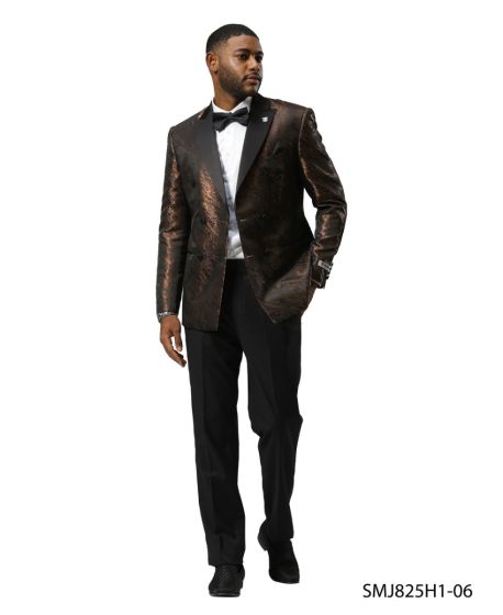 Stacy Adams Men’s High Fashion Pattern Sport Coat, Hybrid Fit Formal Blazer in Bronze, Silver, Red and Purple