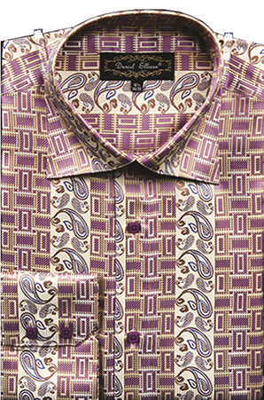 "Paisley Pattern Men's Regular Fit Sports Shirt - Soft Butter Tone" - M