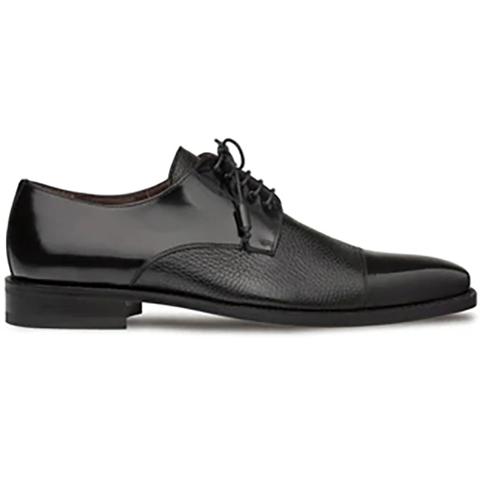 Mezlan Soka Calfskin & Deerskin Cap Toe Shoes Black (15089)
