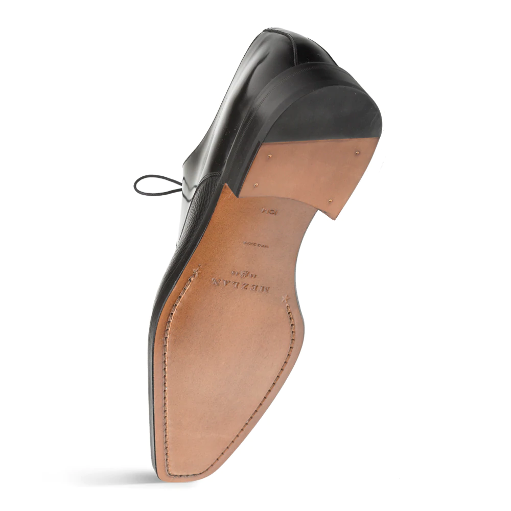 Mezlan Soka Calfskin & Deerskin Cap Toe Shoes Black (15089) - Medium