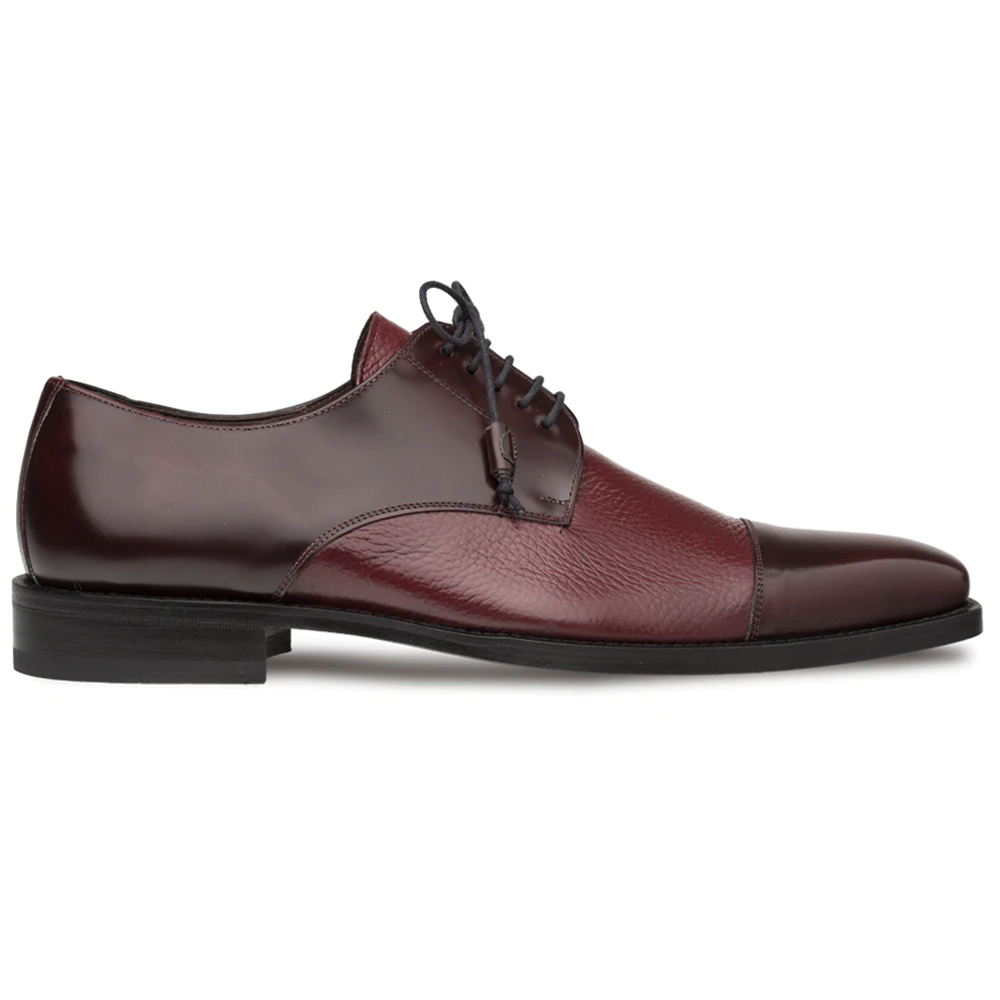 Mezlan Soka Calfskin & Deerskin Cap Toe Shoes Burgundy (15089) - Medium