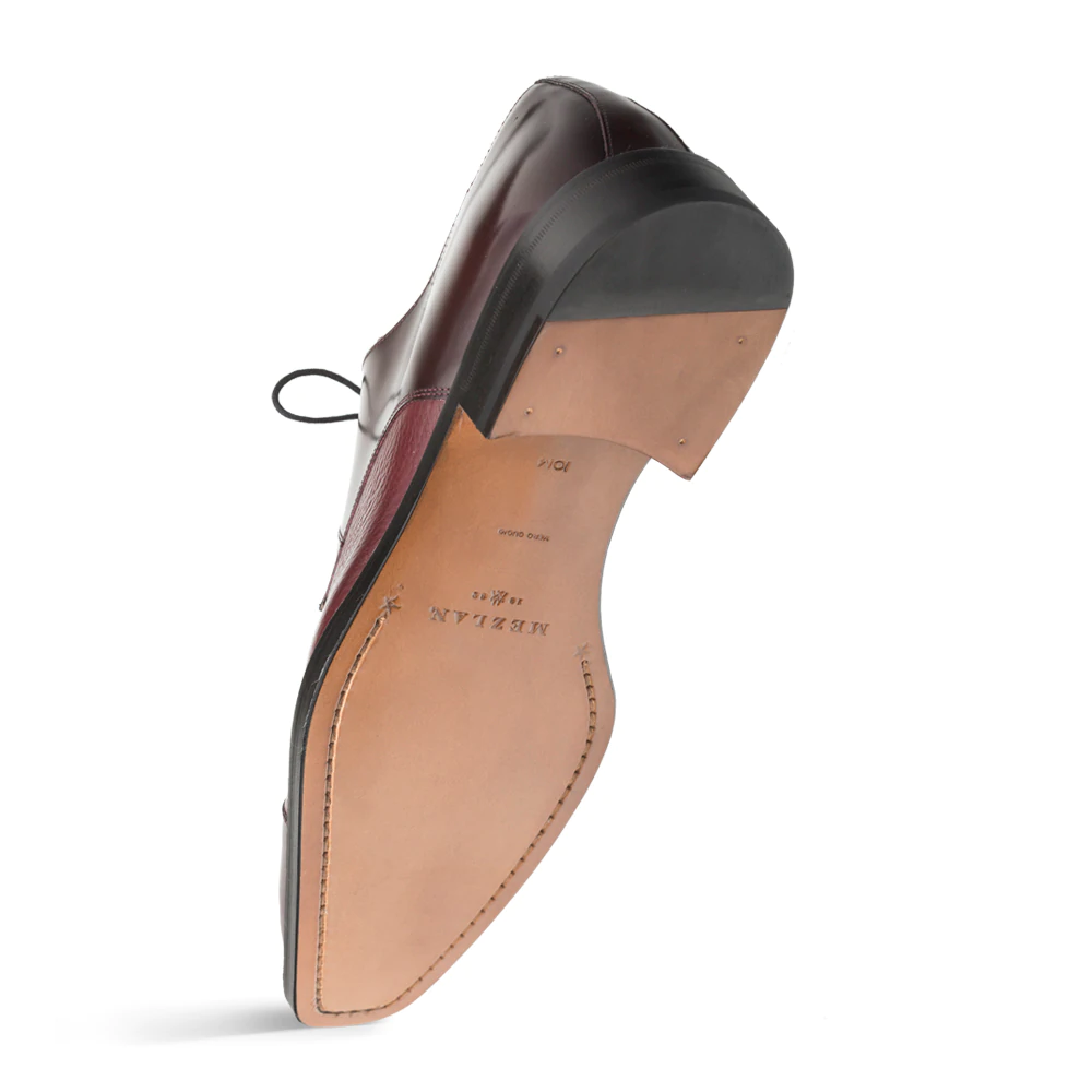 Mezlan Soka Calfskin & Deerskin Cap Toe Shoes Burgundy (15089) - Medium