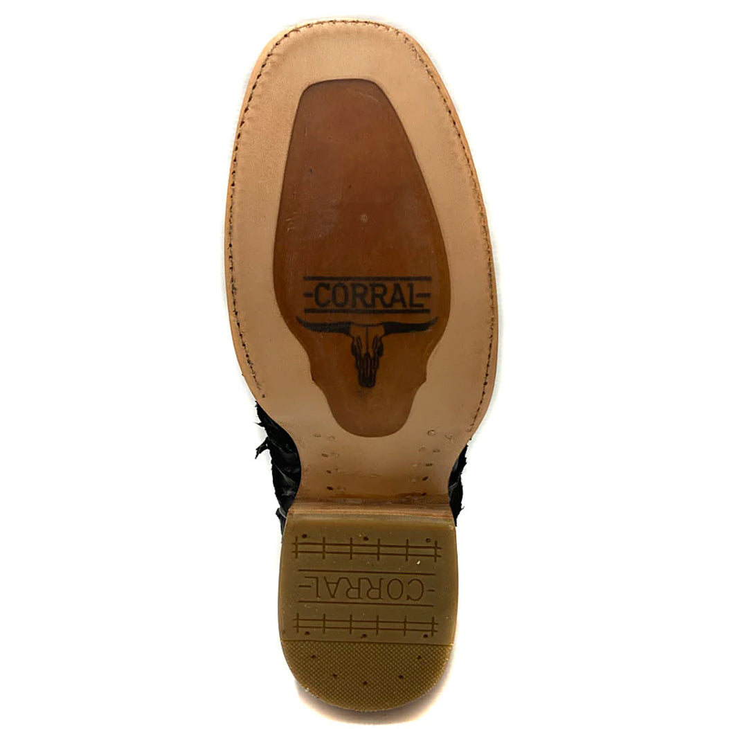 Black Pirarucu Fish Cowboy Boots - EE