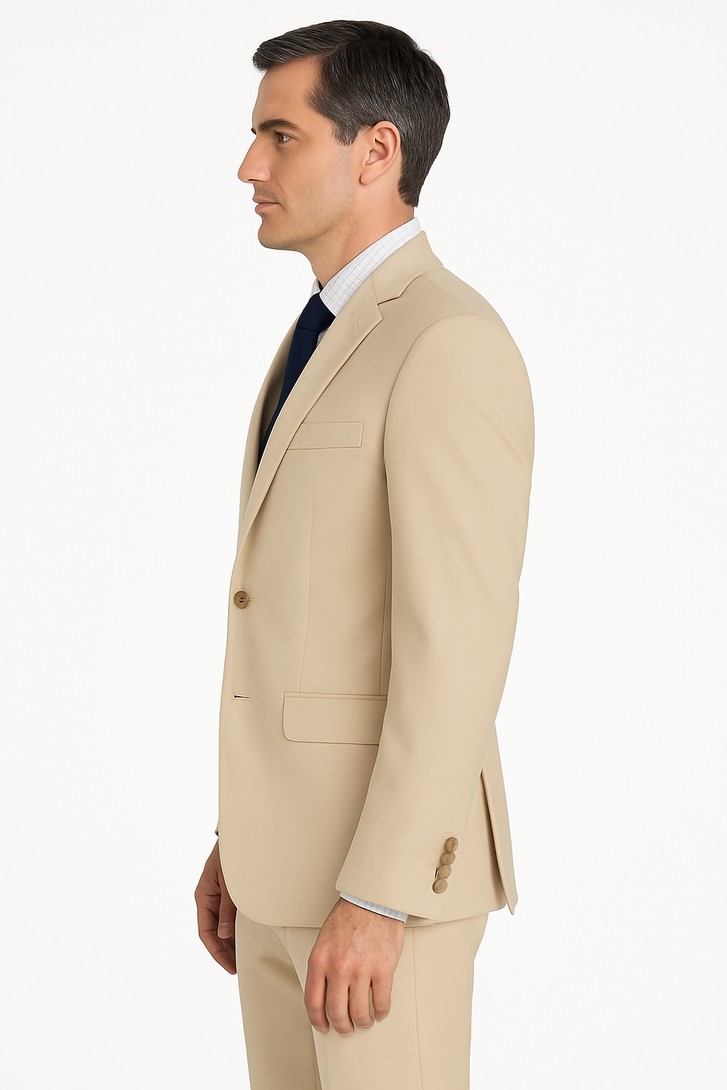 Ultra Slim Fit 2 Piece Suit Stretch Fabric in Solid Beige - Beige