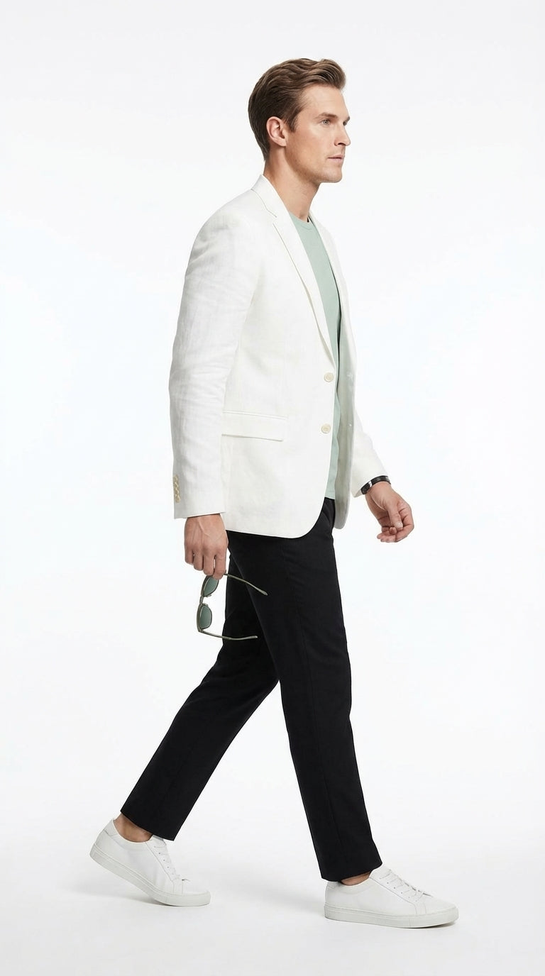 Miami Vice  Sonny Crockett Mens White Blazer – Classic Fit Formal Casual Dress Jacket for Business and Wedding Iconic Characters  Pop Culture - 34 Short