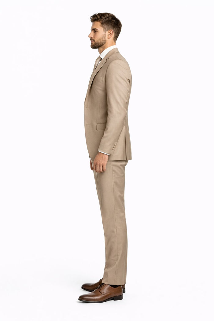 Mens Stacy Adams Suits - Designer Suit - 3 Piece Suit - Vested Suit - Flat Front Pant- Modern Fit Suits Tan Suit