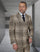 Statement Double Breasted Wool Suit Brown Plaid Mens Modern Fit Milan