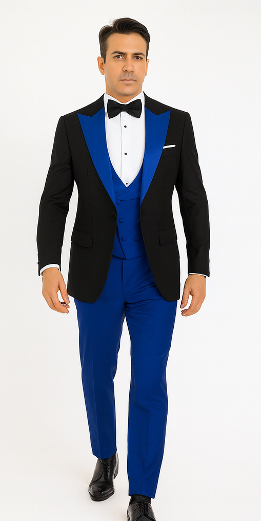 Statement Matching Bowtie Suits Royal blue suit - 38 Short Jacket+32 Waist Adjustable 28to34)(Height: 5 4 to5 7 )(Neck  15-16.5)S-M)