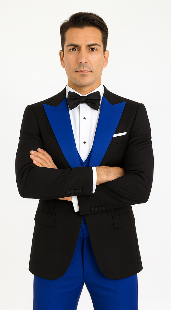 Statement Matching Bowtie Suits Royal blue suit - 38 Short Jacket+32 Waist Adjustable 28to34)(Height: 5 4 to5 7 )(Neck  15-16.5)S-M)