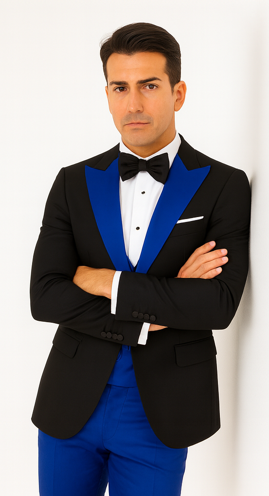 Statement Matching Bowtie Suits Royal blue suit - 38 Short Jacket+32 Waist Adjustable 28to34)(Height: 5 4 to5 7 )(Neck  15-16.5)S-M)