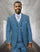 Statement Mens Classic Fit 3 Piece 100% Wool Solid Windowpane Suit – Wide Leg Pleated Pants