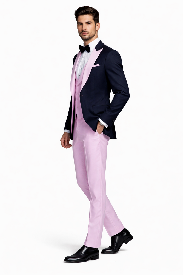 Statement Mens Fashon Tuxedo Pink 3 Piece Designer Tux