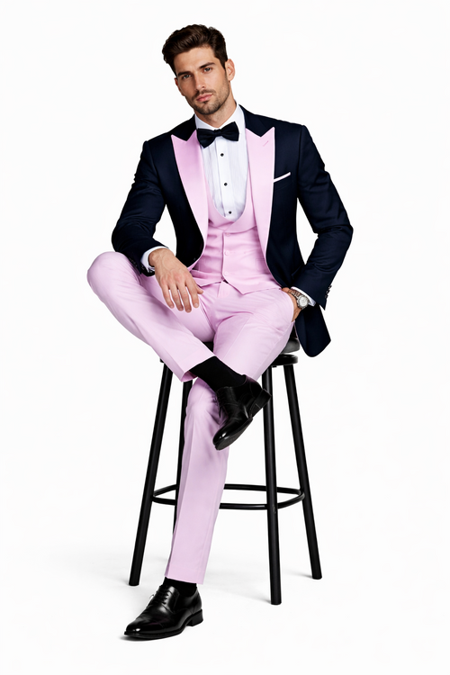 Statement Mens Fashon Tuxedo Pink 3 Piece Designer Tux
