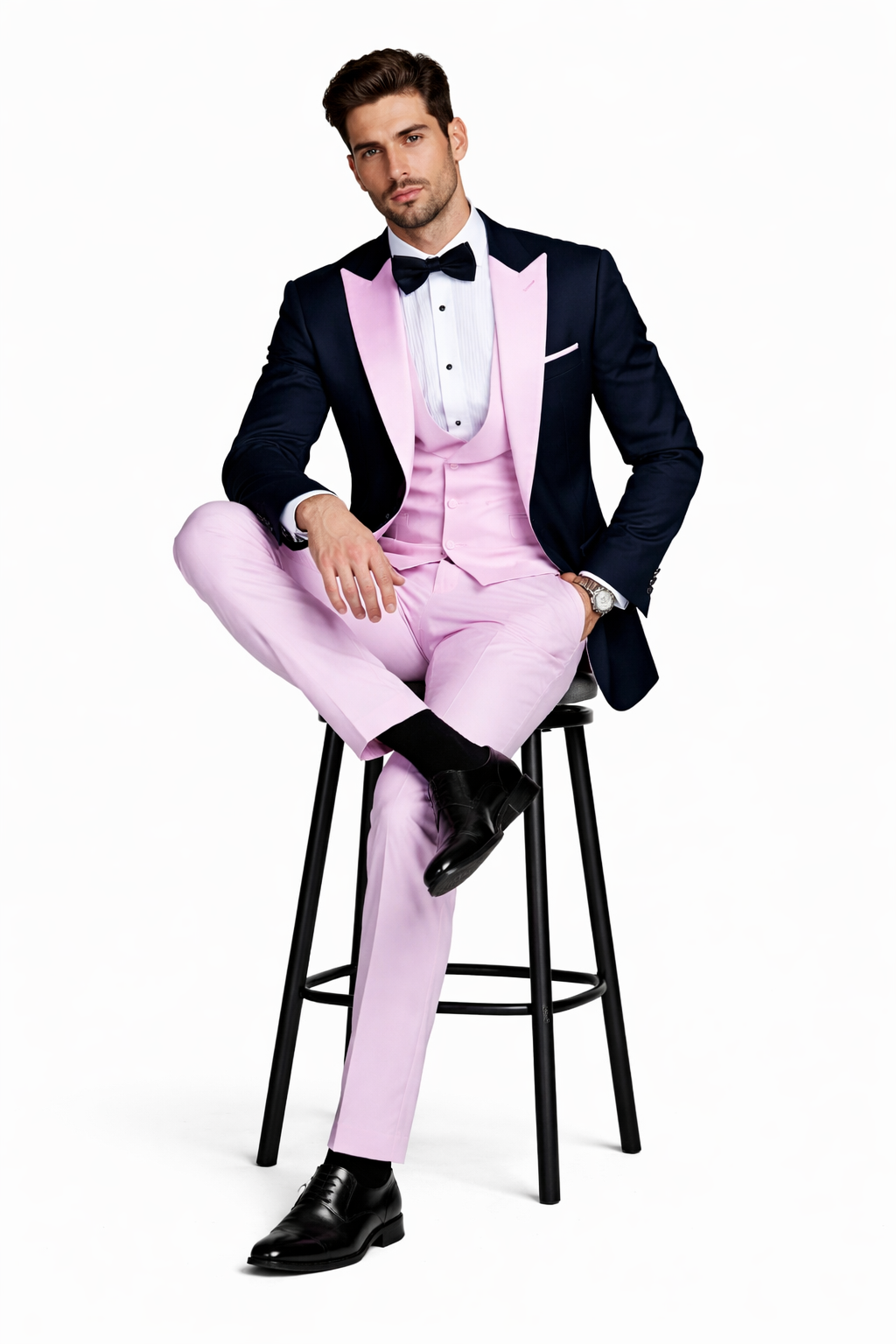 Statement Mens Fashon Tuxedo Pink 3 Piece Designer Tux