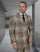 Statement Mens Modern Fit 2 Piece 100% Super 200s Wool Plaid Suit – Double Breasted Peak Lapel Jacket