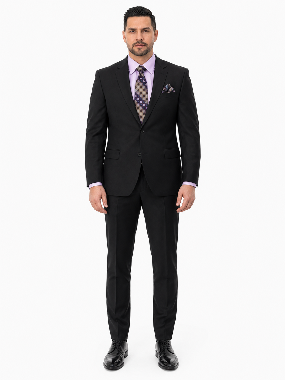 Statement Mens Modern Fit 2 Piece 100% Super 200s Wool Suit – Solid Colors, Notch Lapel Jacket
