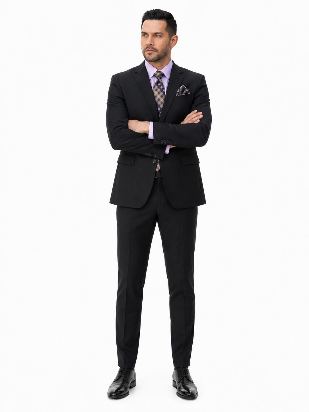 Statement Mens Modern Fit 2 Piece 100% Super 200s Wool Suit – Solid Colors, Notch Lapel Jacket