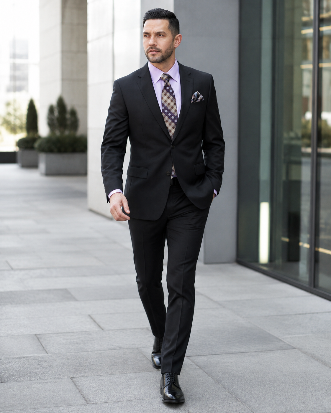 Statement Mens Modern Fit 2 Piece 100% Super 200s Wool Suit – Solid Colors, Notch Lapel Jacket