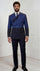 Statement Mens Modern Fit 2 Piece 100% Super 200s Wool Two Tone Suit – Double Breasted Peak Lapel Jacket with Chest Strap